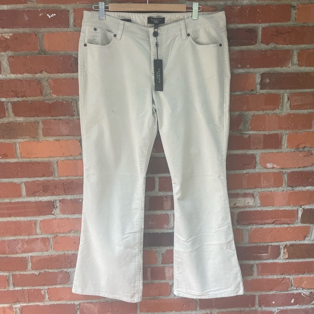 New NWT Talbots Bootcut Khaki Pants Size 14 P Tan Beige